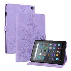 Custodia per tablet in pelle goffrata Lily per Amazon Fire 7 2022 (viola)