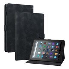 Custodia per tablet in pelle goffrata Lily per Amazon Fire 7 2022 (nera)