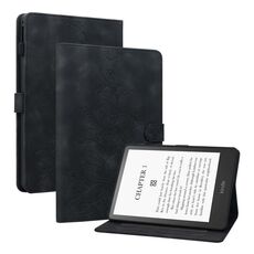 Custodia per tablet in pelle goffrata Giglio per Amazon Kindle Paperwhite5 (nera)