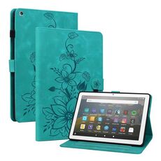 Custodia per tablet in pelle goffrata Lily per Amazon Fire HD8 2015-2018 (verde)