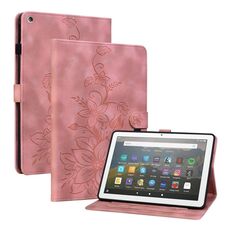 Custodia per tablet in pelle goffrata Lily per Amazon Fire HD8 2015-2018 (rosa)