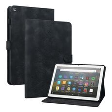 Custodia per tablet in pelle goffrata Lily per Amazon Fire HD8 2015-2018 (nera)