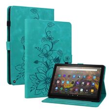 Custodia Smart Tablet in pelle goffrata Giglio per Amazon Fire HD10 2019/2017 (verde)