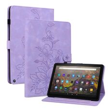 Custodia Smart Tablet in pelle goffrata Giglio per Amazon Fire HD10 2019/2017 (viola)