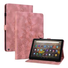 Custodia smart tablet in pelle goffrata giglio per Amazon Fire HD10 / HD10 Plus 2021 (rosa)