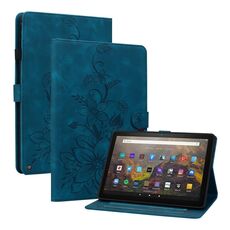 Custodia smart tablet in pelle goffrata giglio per Amazon Fire HD10 / HD10 Plus 2021 (blu scuro)
