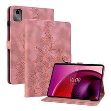 Custodia per tablet in pelle goffrata giglio per Lenovo Tab M11/Xiaoxin Pad 11 2024 (rosa)