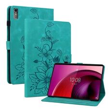 Custodia per tablet in pelle goffrata giglio per Lenovo Tab M10 5G 2023 (verde)