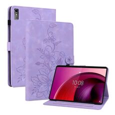 Custodia per tablet in pelle goffrata giglio per Lenovo Tab M10 5G 2023 (viola)