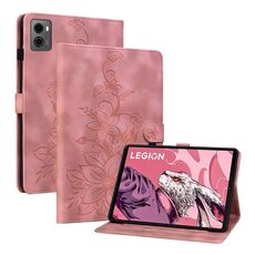 Custodia per tablet in pelle goffrata Giglio per Lenovo Legion Y700 2023 (rosa)