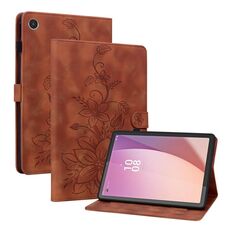 Custodia per tablet in pelle goffrata giglio per Lenovo Tab M8 4a generazione TB300FU (marrone)