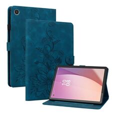 Custodia per tablet in pelle goffrata giglio per Lenovo Tab M8 4a generazione TB300FU (blu scuro)