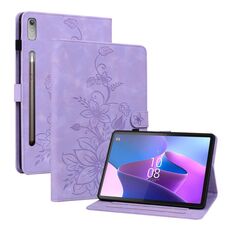 Custodia per tablet in pelle goffrata giglio per Lenovo Tab P11 Pro Gen 2 11.2 (viola)