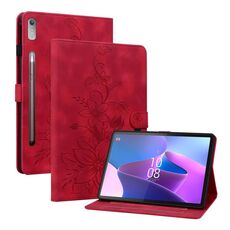 Custodia per tablet in pelle goffrata giglio per Lenovo Tab P11 Pro Gen 2 11.2 (rosso)
