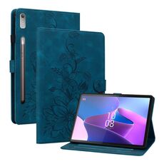 Custodia per tablet in pelle goffrata giglio per Lenovo Tab P11 Pro Gen 2 11.2 (blu scuro)