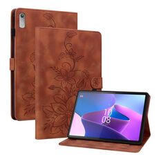 Custodia per tablet in pelle goffrata giglio per Lenovo Tab P11 Gen 2 11.5 (marrone)