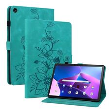 Custodia per tablet in pelle goffrata Giglio di terza generazione per Lenovo Tab M10 10.1 (verde)