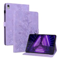 Custodia per tablet in pelle goffrata Giglio per Lenovo M10 Plus 10.3 (viola)