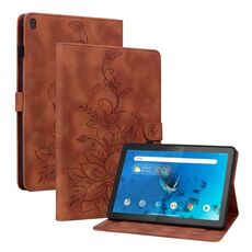Custodia per tablet in pelle goffrata giglio per Lenovo Tab M10 X605 /M10 HD X505 (marrone)