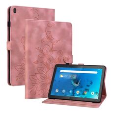 Custodia per tablet in pelle goffrata giglio per Lenovo Tab M10 X605 /M10 HD X505 (rosa)