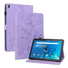 Custodia per tablet in pelle goffrata giglio per Lenovo Tab M10 X605 /M10 HD X505 (viola)