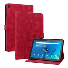 Custodia per tablet in pelle goffrata giglio per Lenovo Tab M10 X605 /M10 HD X505 (rosso)