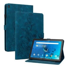 Custodia per tablet in pelle goffrata giglio per Lenovo Tab M10 X605 /M10 HD X505 (blu scuro)