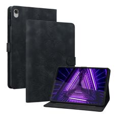 Custodia per tablet in pelle goffrata Giglio per Lenovo Tab K10 (nera)