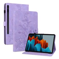 Custodia tablet in pelle goffrata giglio per Samsung Galaxy Tab S7 FE/S8+/S7+ (viola)