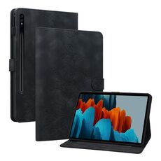 Custodia tablet in pelle goffrata giglio per Samsung Galaxy Tab S7 FE/S8+/S7+ (nera)