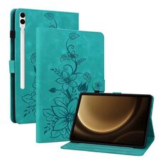 Custodia tablet in pelle goffrata giglio per Samsung Galaxy Tab S9+ / S9 FE+ (verde)