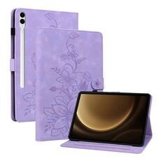 Custodia tablet in pelle goffrata giglio per Samsung Galaxy Tab S9+ / S9 FE+ (viola)