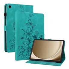 Custodia per tablet in pelle goffrata Giglio per Samsung Galaxy Tab A9+ (verde)