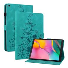 Custodia per tablet in pelle goffrata Giglio per Samsung Galaxy Tab A 10.1 2019 (verde)