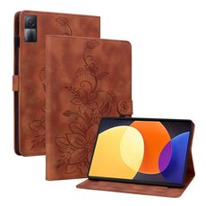 Custodia per tablet in pelle goffrata Giglio per Xiaomi Redmi Pad 10.61 (marrone)