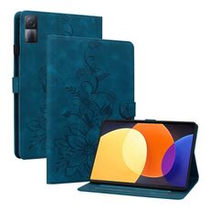 Custodia per tablet in pelle goffrata Giglio per Xiaomi Redmi Pad 10.61 (blu scuro)
