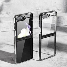 Per Samsung Galaxy Z Flip6 5G Custodia per cellulare antiurto trasparente galvanica (nera)