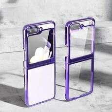 Per Samsung Galaxy Z Flip6 5G Custodia per cellulare antiurto trasparente galvanica (viola)