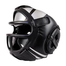Casco da boxe per sparring Copertura protettiva per testa da combattimento tailandese, taglia: S (nero con maschera)