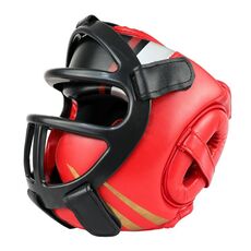 Casco da boxe per sparring Copertura protettiva per testa da combattimento tailandese, taglia: L (rosso con maschera)