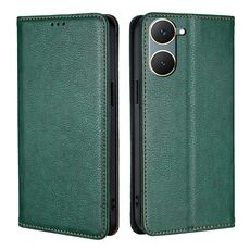 Per vivo Y03 4G Custodia per telefono in pelle magnetica tinta unita olio lucido (verde)