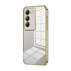 Per vivo V30 SE Custodia per telefono con foro sottile con placcatura trasparente (oro)