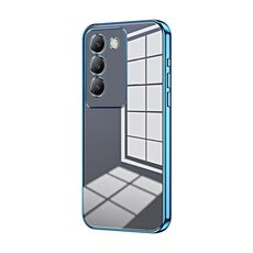 Per vivo V30 SE Custodia per telefono con foro sottile con placcatura trasparente (blu)