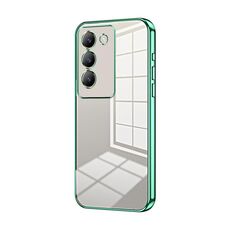 Per vivo V30 SE Custodia per telefono con foro sottile con placcatura trasparente (verde)