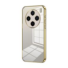 Per vivo X100s Custodia per telefono con foro sottile con placcatura trasparente (oro)