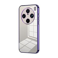 Per vivo X100s Pro Custodia per telefono con foro sottile con placcatura trasparente (viola)