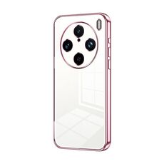 Per vivo X100s Pro Custodia per telefono con foro sottile con placcatura trasparente (rosa)