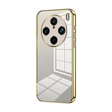Per vivo X100s Pro Custodia per telefono con foro sottile con placcatura trasparente (oro)