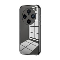 Per vivo X100s Pro Custodia per telefono con foro sottile con placcatura trasparente (nera)