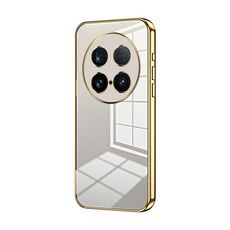 Custodia per telefono con foro fine con placcatura ultra trasparente per vivo X100 (oro)